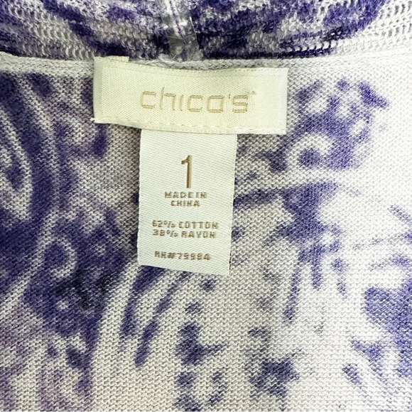 Chico’s Cardigan Lilac Dark Purple Shawl Front Size 1 (Medium) Lightweight Soft - Picture 7 of 8